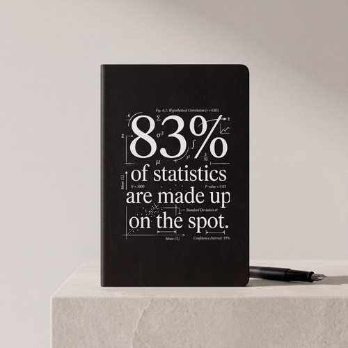 Minimalist 83% statistics notebook with a humorous design
