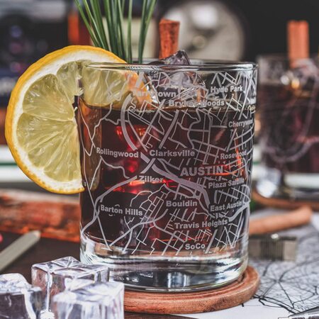 Austin Map Whiskey Glasses