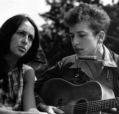 A photo of Bob Dylan and a girl