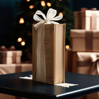 A book with a paper boat on it