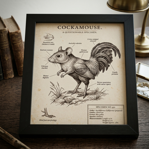 Victorian-style Cockamouse natural history print inspired by How I Met Your Mother