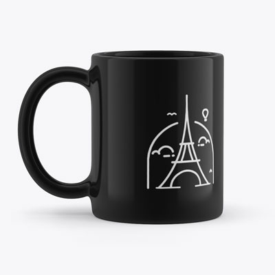 Eiffel Tower Black Coffee Mug
