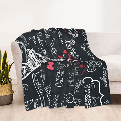 Paris Themed Throw Blanket
