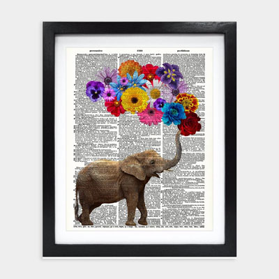 Elephant Dictionary Art