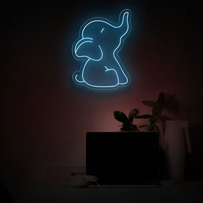 Elephant Themed Neon Sign