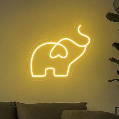 Elephant Themed Neon Sign