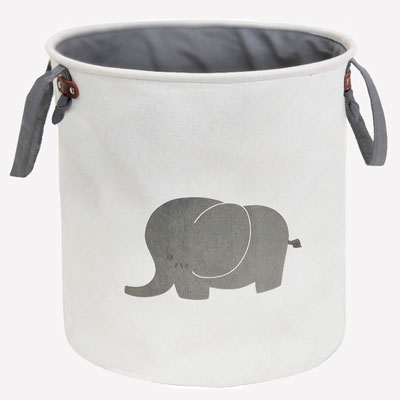 Elephant Print Canvas Toy Storage
