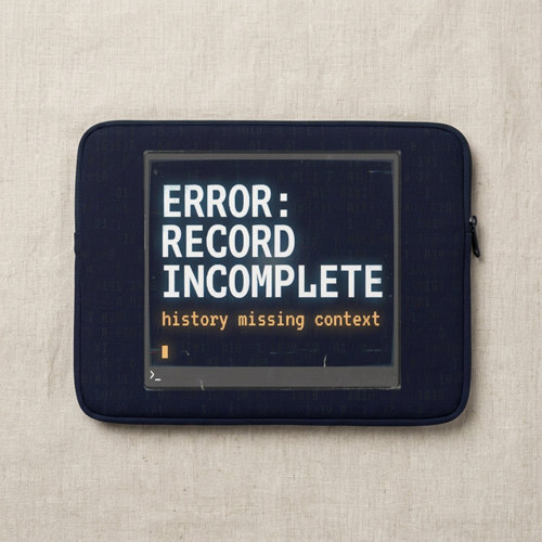 Laptop sleeve with error record incomplete design