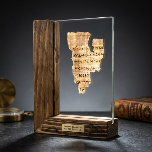 Replica of ancient papyrus manuscript fragment