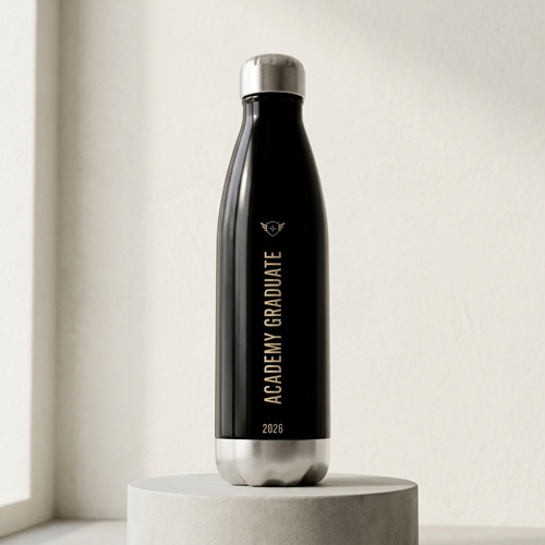 Police academy graduate water bottle vertical design