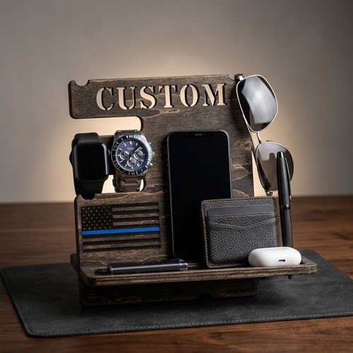 Personalized wooden docking station for police officer