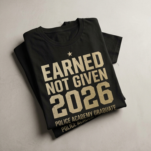 Police academy graduate t-shirt with minimal design