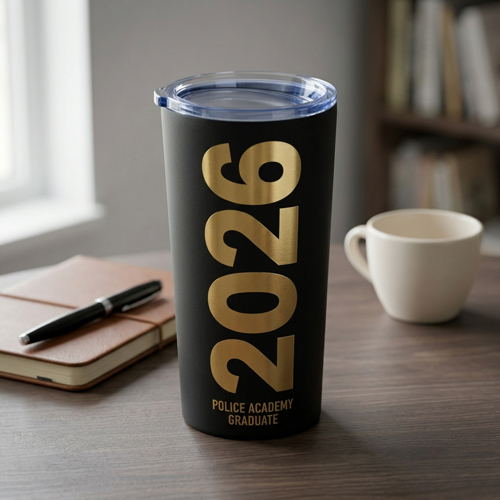 Police academy graduate insulated tumbler