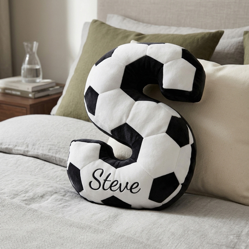 Personalized soccer ball pillow with name