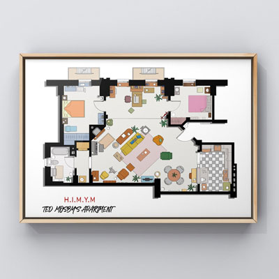 Ted's Apartment Floor Plan Poster