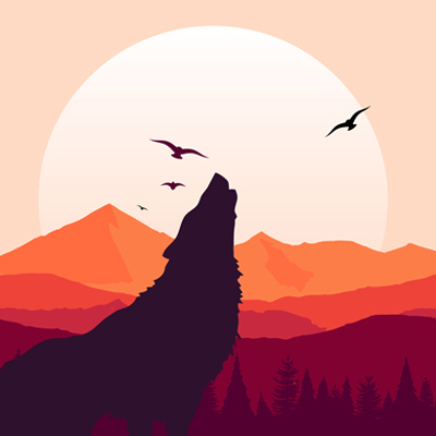 graphic of a wolf howling